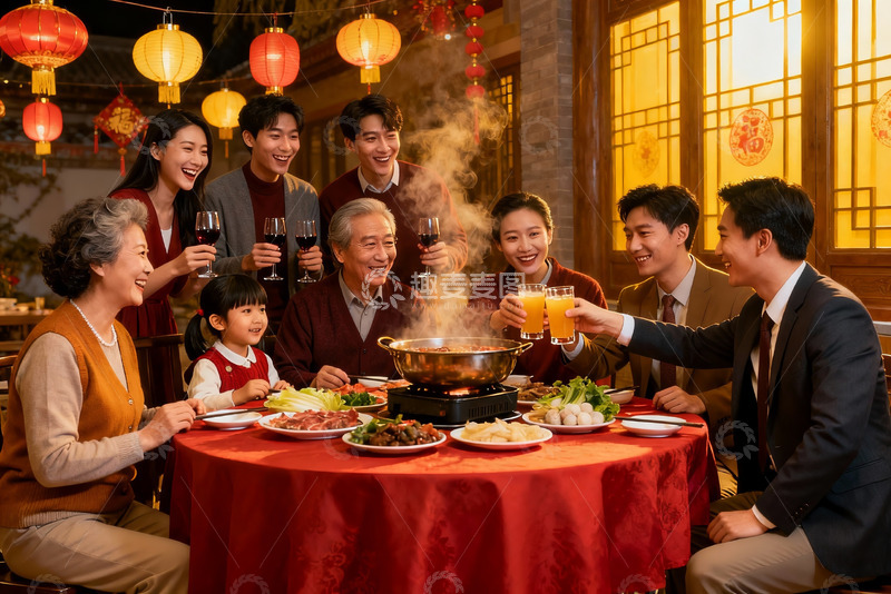 高清大图下载【趣麦麦图】家庭聚餐欢庆团圆