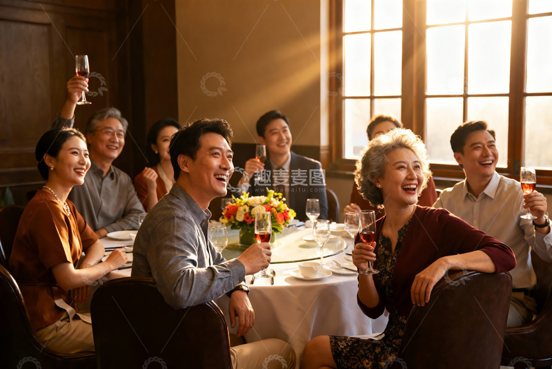 高清大图下载【趣麦麦图】家庭聚会欢庆举杯