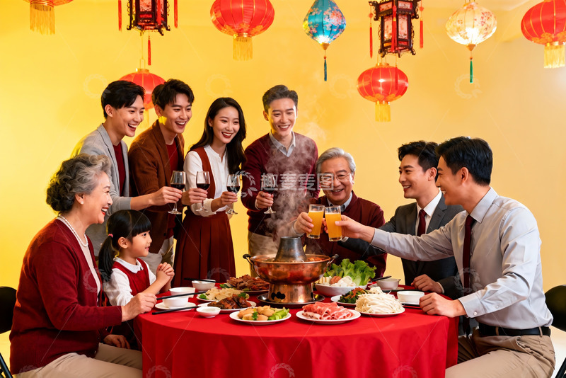 高清大图下载【趣麦麦图】家庭聚餐欢庆团圆