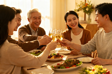 家人聚餐举杯欢庆