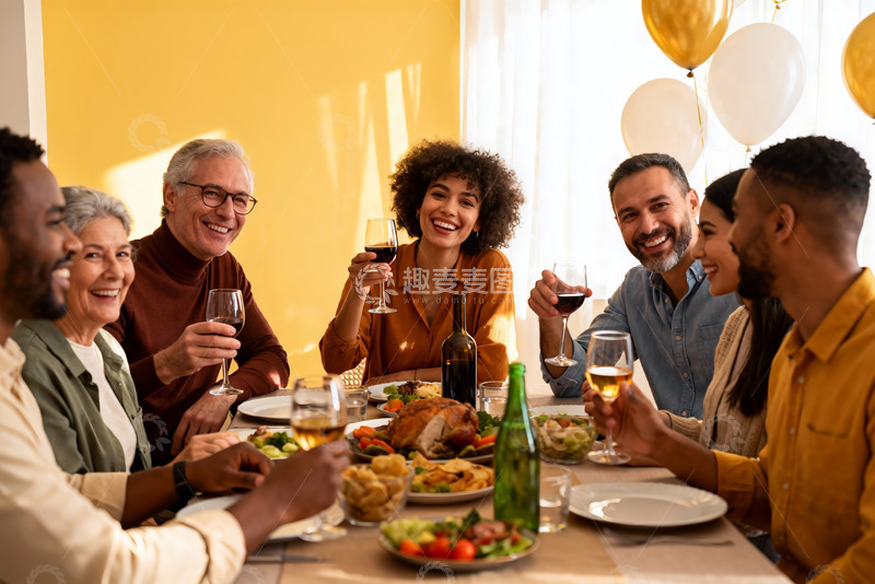 高清大图下载【趣麦麦图】家庭聚餐欢庆时刻