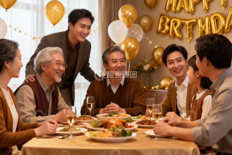 高清大图下载【趣麦麦图】家庭生日聚会温馨场景