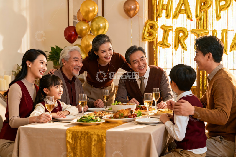 高清大图下载【趣麦麦图】家庭生日聚会温馨场景