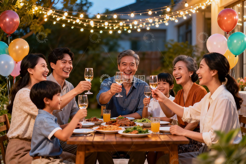 高清大图下载【趣麦麦图】家庭户外聚餐欢庆时刻
