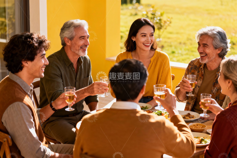 高清大图下载【趣麦麦图】多人户外聚餐欢饮场景