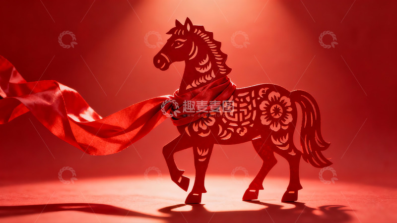 高清大图下载【趣麦麦图】红色剪纸马艺术作品
