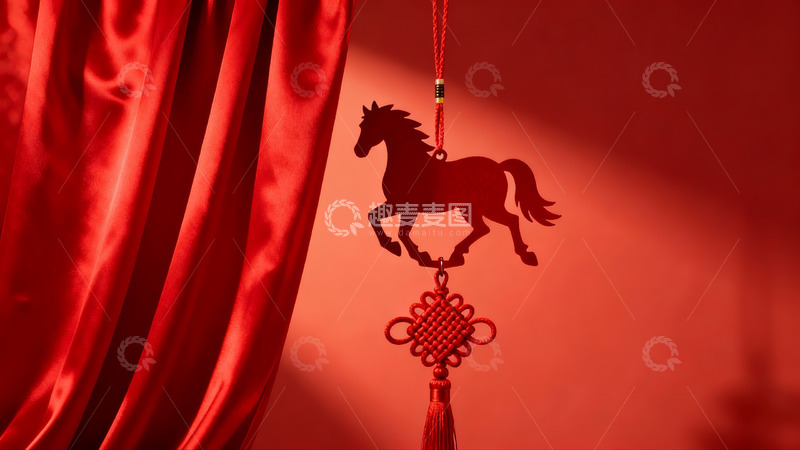 高清大图下载【趣麦麦图】红色幕布前的马形挂饰