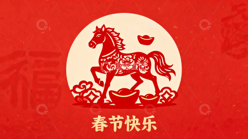 高清大图下载【趣麦麦图】春节剪纸马图案寓意吉祥