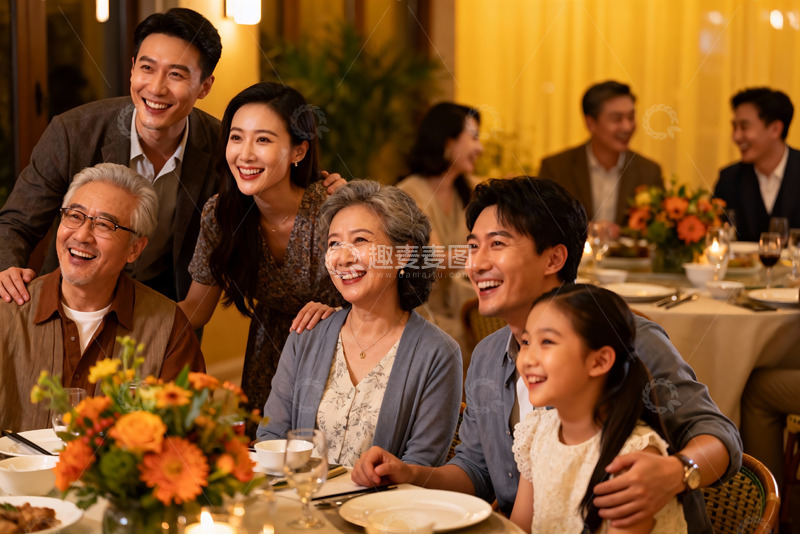 高清大图下载【趣麦麦图】温馨家庭聚餐其乐融融