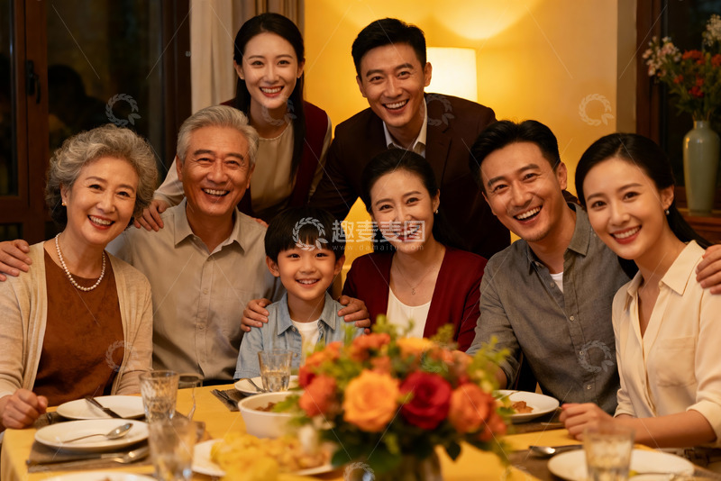 高清大图下载【趣麦麦图】温馨家庭聚餐合影