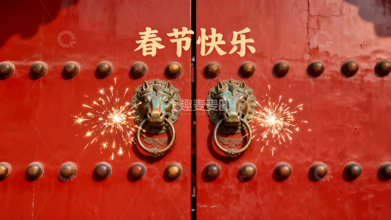 高清大图下载【趣麦麦图】春节红门烟花装饰