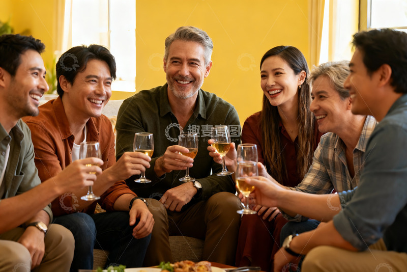 高清大图下载【趣麦麦图】朋友聚会举杯欢笑
