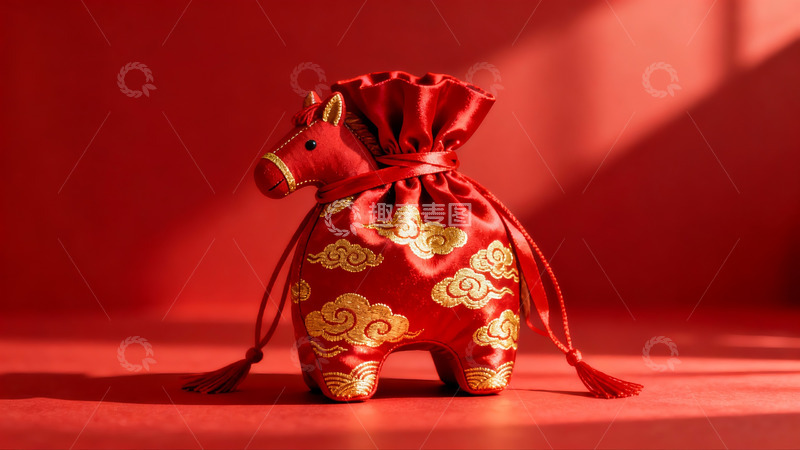 高清大图下载【趣麦麦图】红色马形布袋装饰品