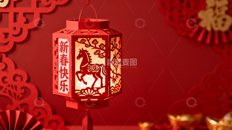 高清大图下载【趣麦麦图】红色灯笼映新春