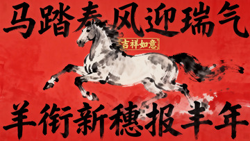 奔马图迎春贺岁