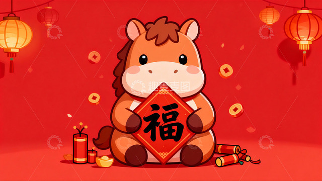 卡通马年春节贺图