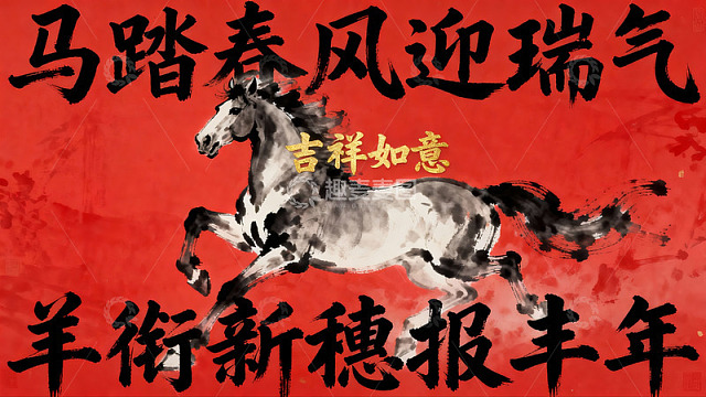 奔马图迎新春瑞气