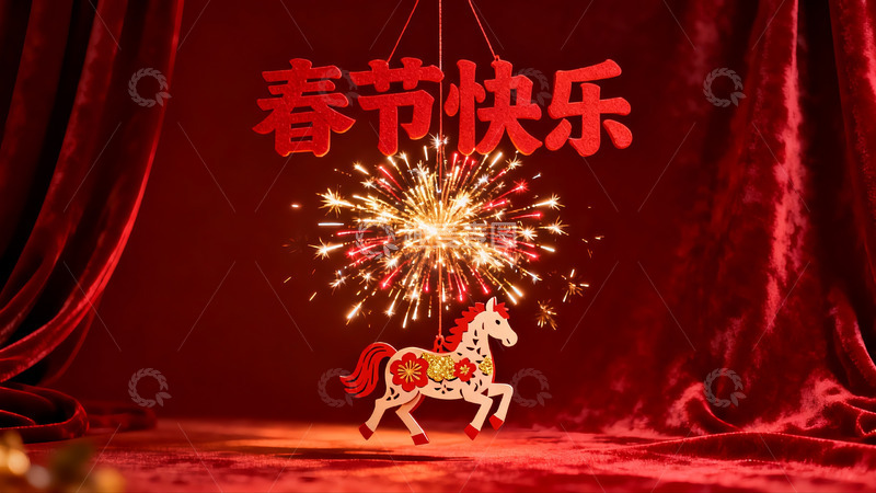 高清大图下载【趣麦麦图】春节装饰烟花马挂饰
