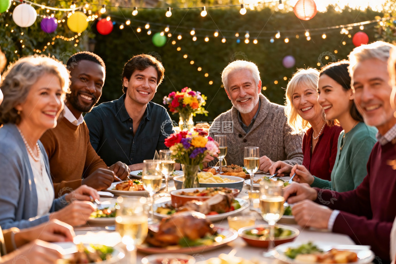 高清大图下载【趣麦麦图】多人户外晚餐聚会欢聚一堂