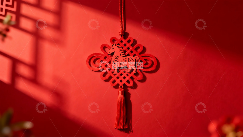 高清大图下载【趣麦麦图】红色剪纸挂饰新年氛围浓厚