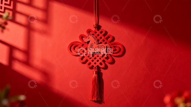 红色剪纸挂饰新年氛围浓厚