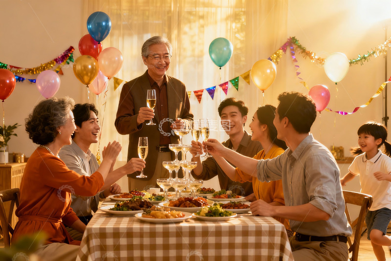高清大图下载【趣麦麦图】家庭聚会欢庆时刻