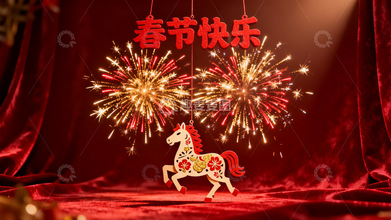 高清大图下载【趣麦麦图】春节装饰烟花马挂饰