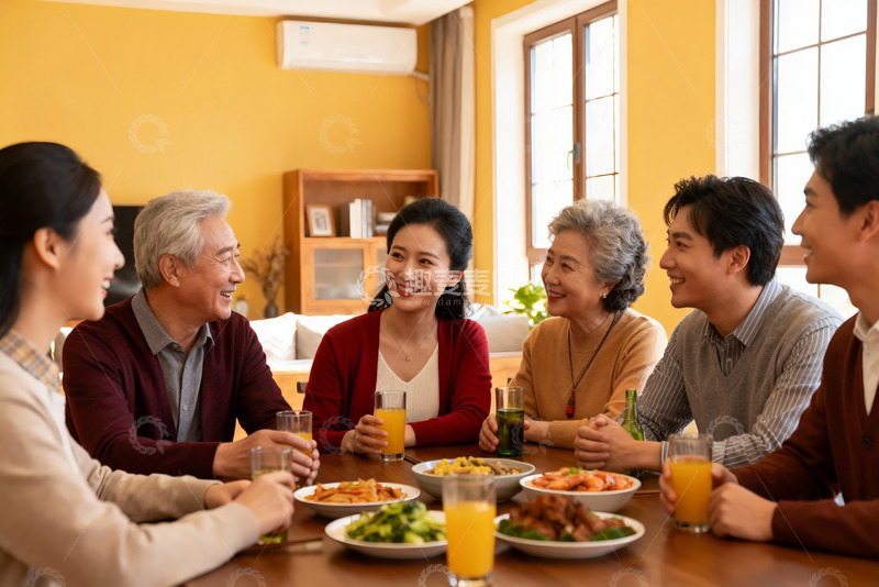高清大图下载【趣麦麦图】家庭聚餐其乐融融