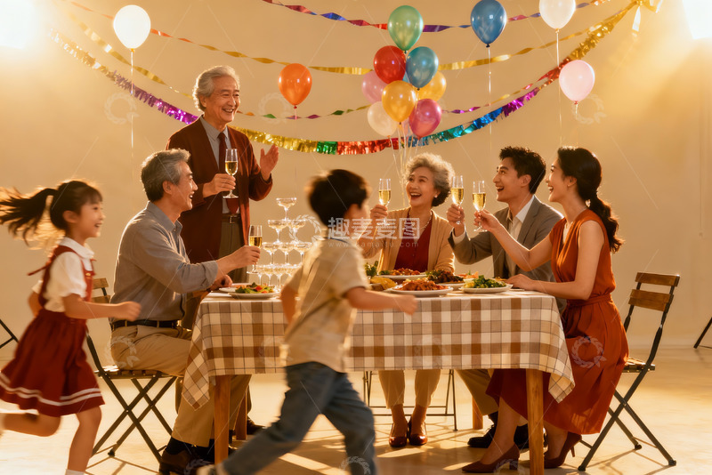 高清大图下载【趣麦麦图】家庭聚会欢庆场景