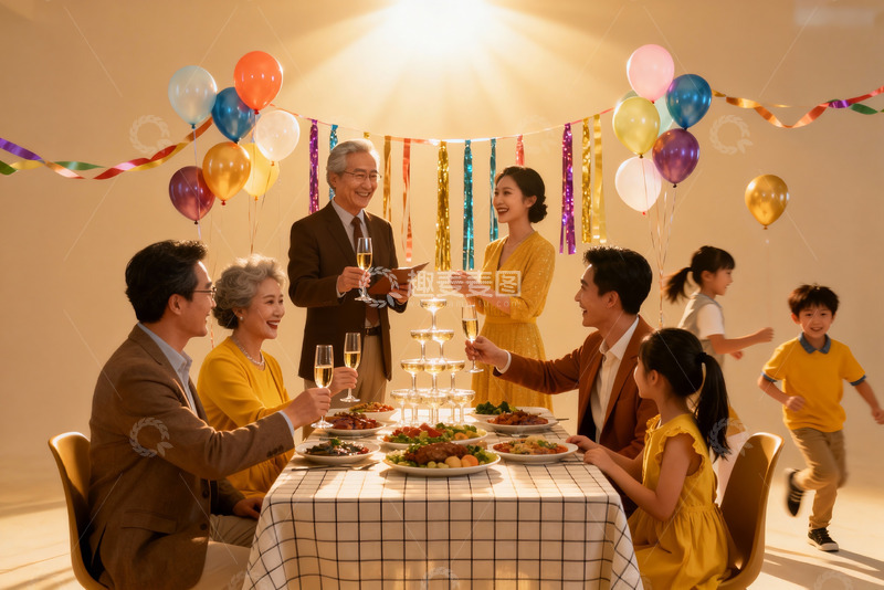 高清大图下载【趣麦麦图】家庭聚会欢庆场景