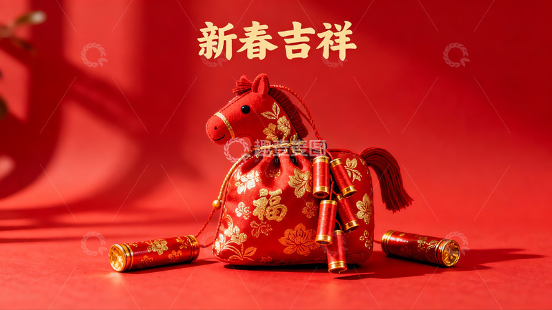 高清大图下载【趣麦麦图】红色新春吉祥物摆件