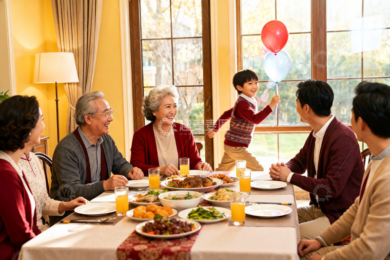 高清大图下载【趣麦麦图】家庭聚餐欢乐场景