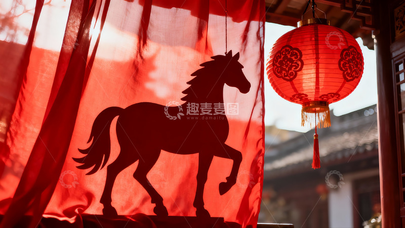 高清大图下载【趣麦麦图】红纱幕影马灯映衬