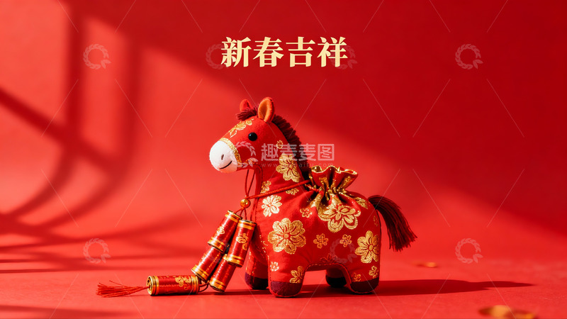 高清大图下载【趣麦麦图】红色新春马玩偶挂饰