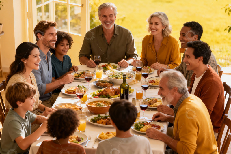 高清大图下载【趣麦麦图】温馨家庭聚餐其乐融融