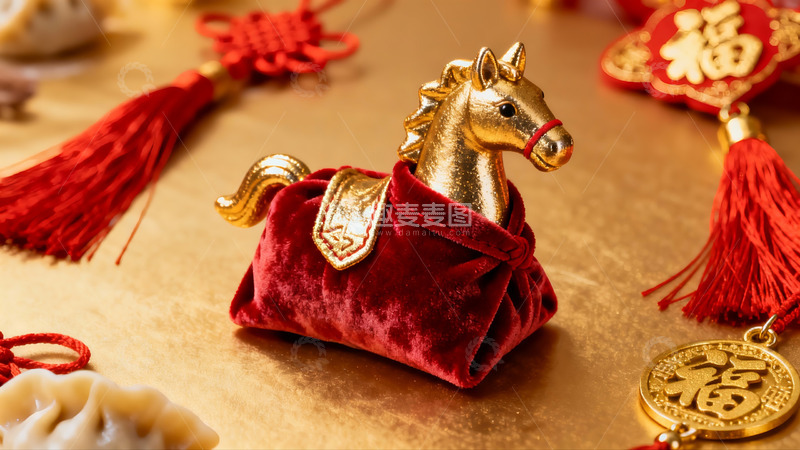 高清大图下载【趣麦麦图】金色马饰新年装饰品