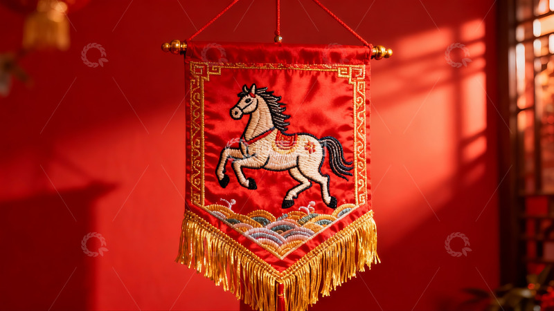 高清大图下载【趣麦麦图】红色绣马挂饰节日氛围浓厚