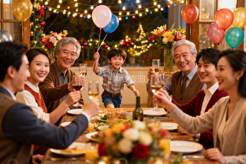 高清大图下载【趣麦麦图】家庭聚会欢庆时刻