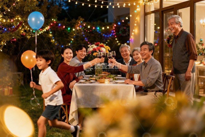 高清大图下载【趣麦麦图】家庭户外聚会欢庆场景
