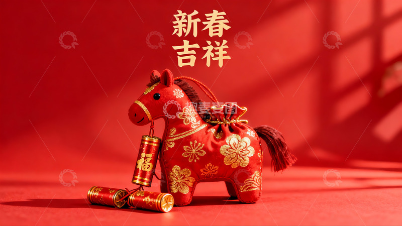 高清大图下载【趣麦麦图】红色新春马玩偶挂饰