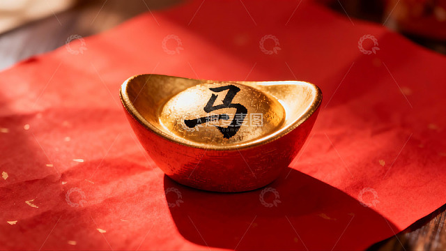 金色元宝书写马字寓意吉祥