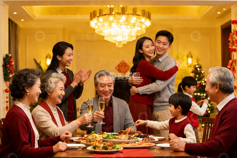 高清大图下载【趣麦麦图】家庭聚餐欢庆时刻