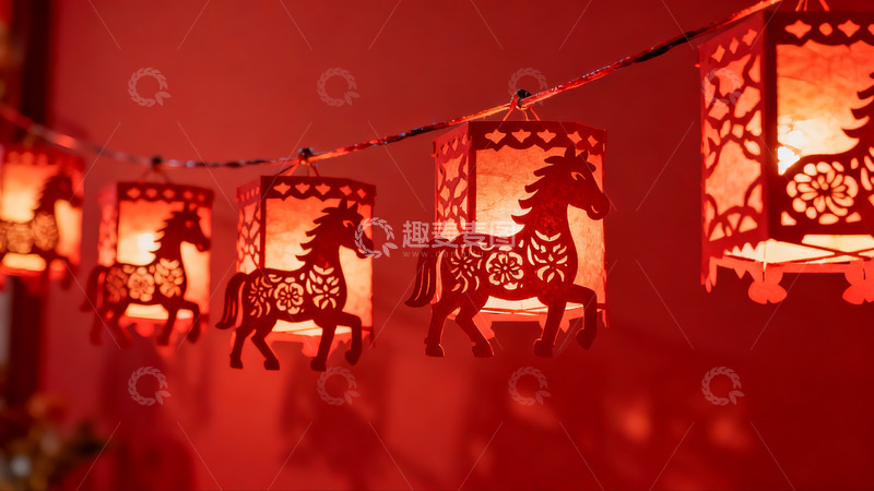 高清大图下载【趣麦麦图】红色灯笼挂饰光影效果