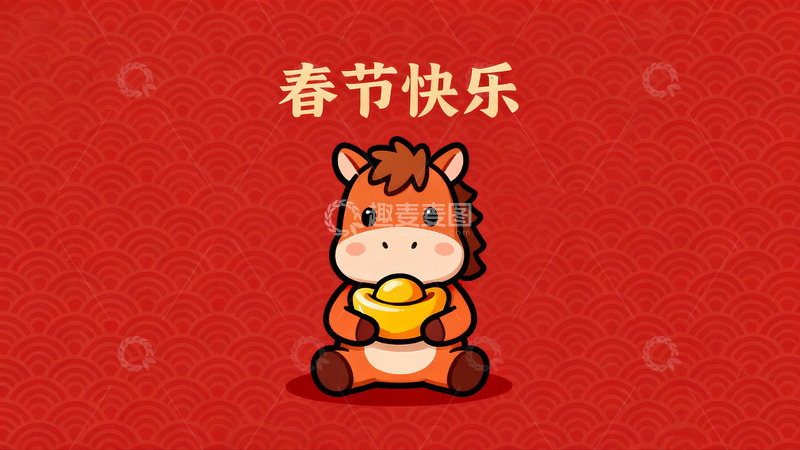 高清大图下载【趣麦麦图】卡通马年春节贺图
