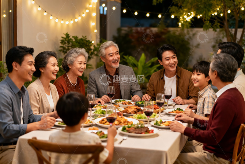 高清大图下载【趣麦麦图】家庭聚餐其乐融融