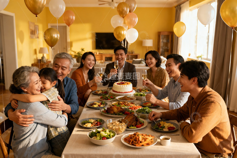 高清大图下载【趣麦麦图】家庭聚会欢庆场景