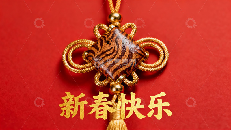 高清大图下载【趣麦麦图】新春挂饰虎纹中国结