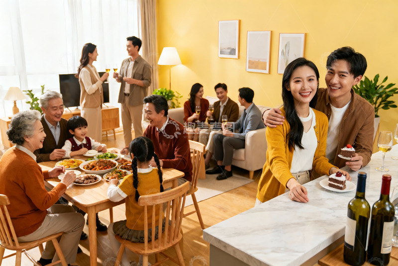 高清大图下载【趣麦麦图】温馨家庭聚餐其乐融融