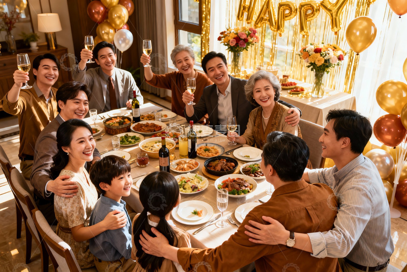高清大图下载【趣麦麦图】家庭聚会欢庆时刻