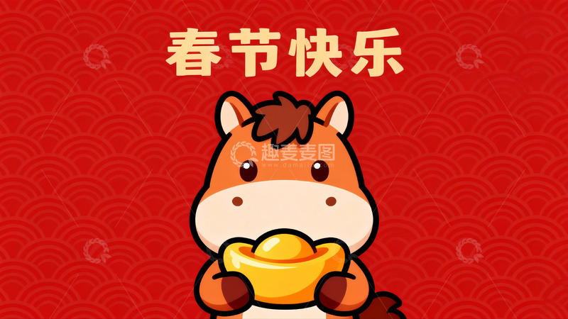 高清大图下载【趣麦麦图】卡通马年春节贺图